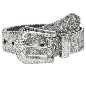 8289 Silver Rhinestone Belts Glitter Bb Bling Western Cowgirl